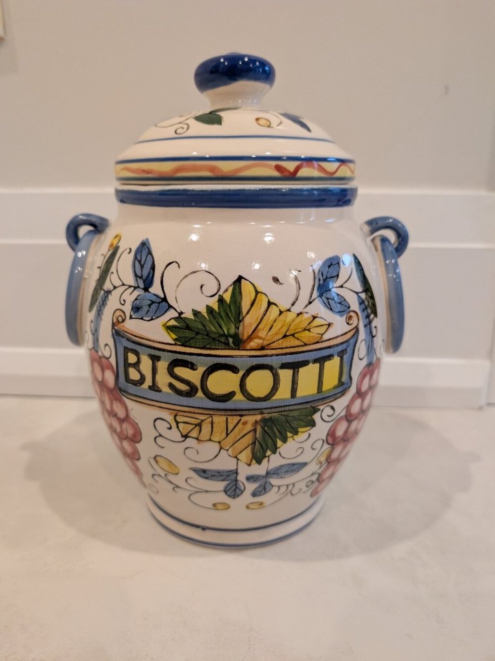Italian Ceramic Biscotti Cookie Jar Tuscan Collection Traditional Tuscan